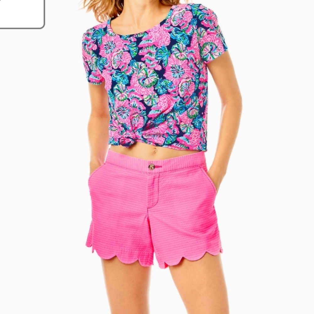 Lilly pulitzer NWT BUTTERCUP Scallop hem shorts Aura Pink sz 4